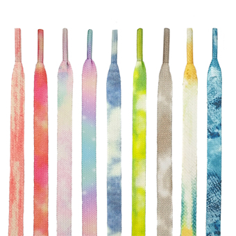 Newest Mix Color Compound dyeing flat polyester Shoelace Tie-dyed Draw String-DB194